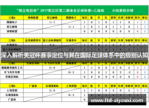 深入解析美冠杯赛事定位与其在国际足球体系中的级别认知